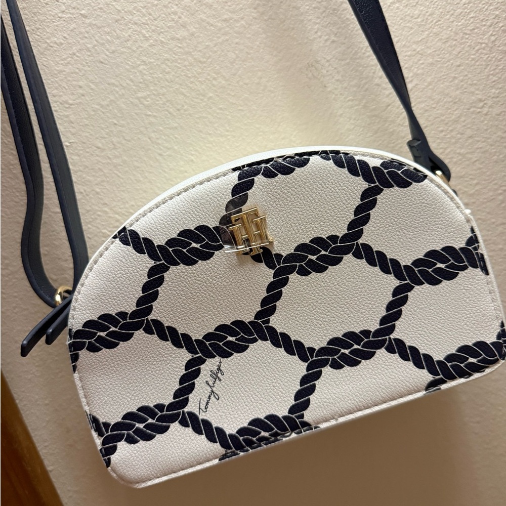 Tommy Hilfiger Navy and White Crossbody Bag